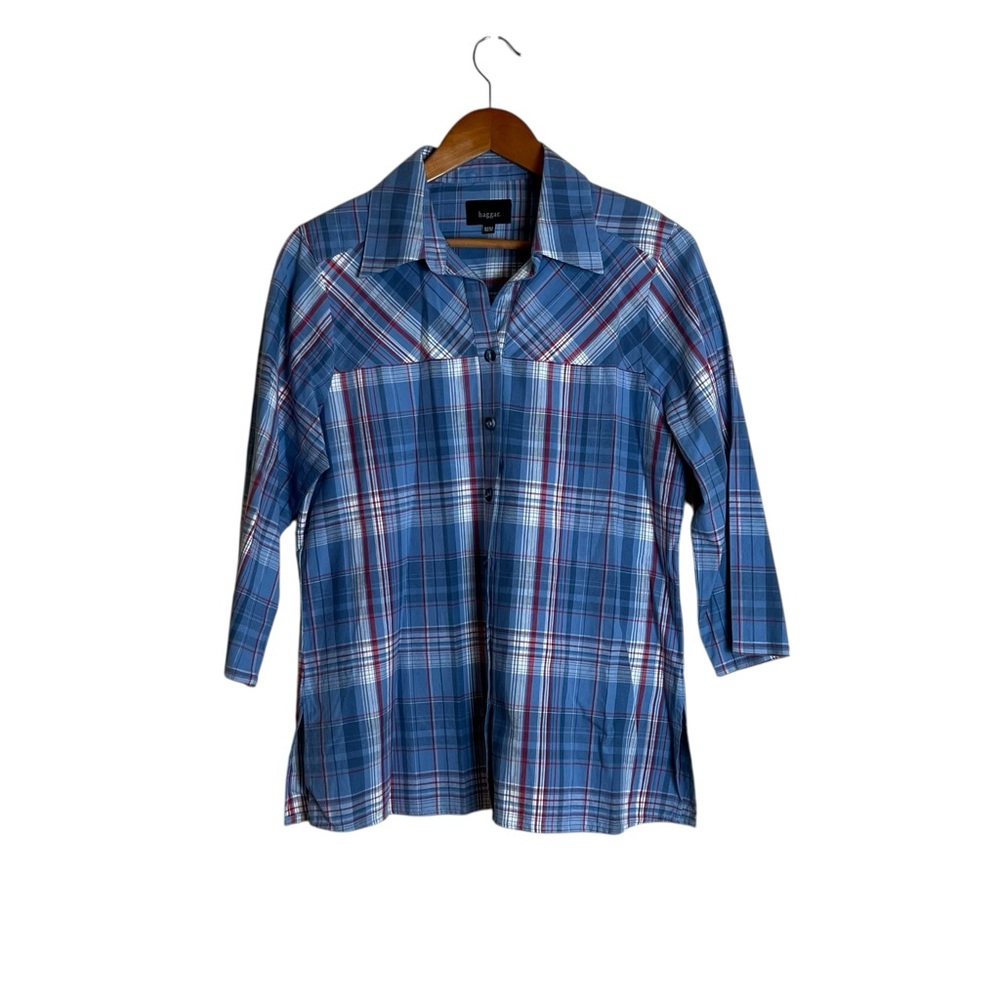 3 for $30! Haggar blue 3/4 sleeve plaid shirt